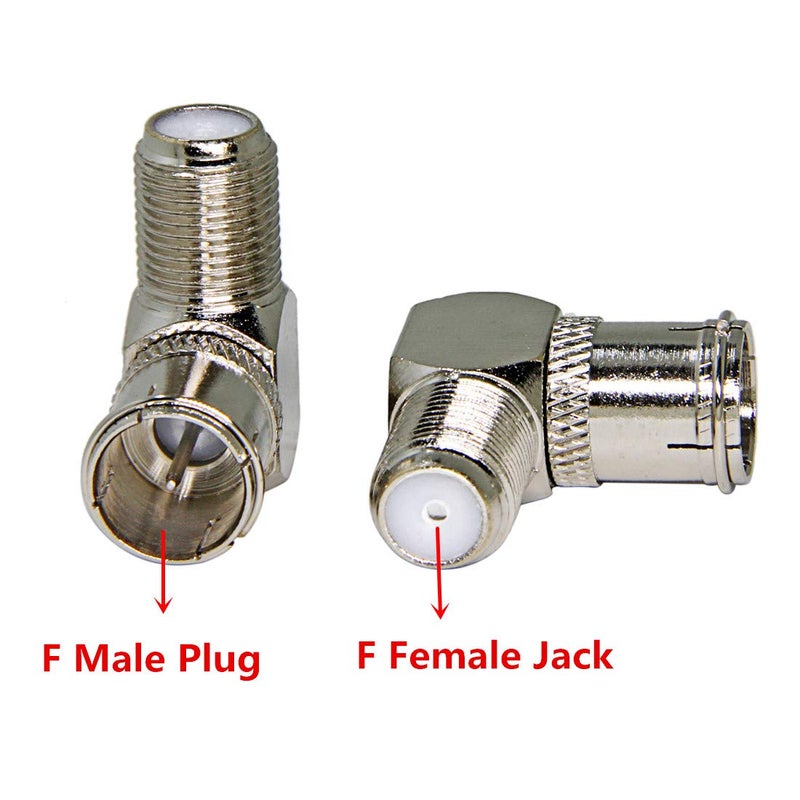 RFAdapter Right Angle Coax Quick TV Connector, 5 Pack F Type Male to Female Push On Plug Adapter Convertor, for Wall Plate, Antenna, Coaxial Cable, RV Satellite Receiver - Image 4